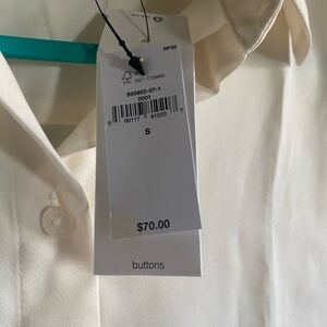 Banana Republic silky long sleeve, button down top, off white, NWT, small